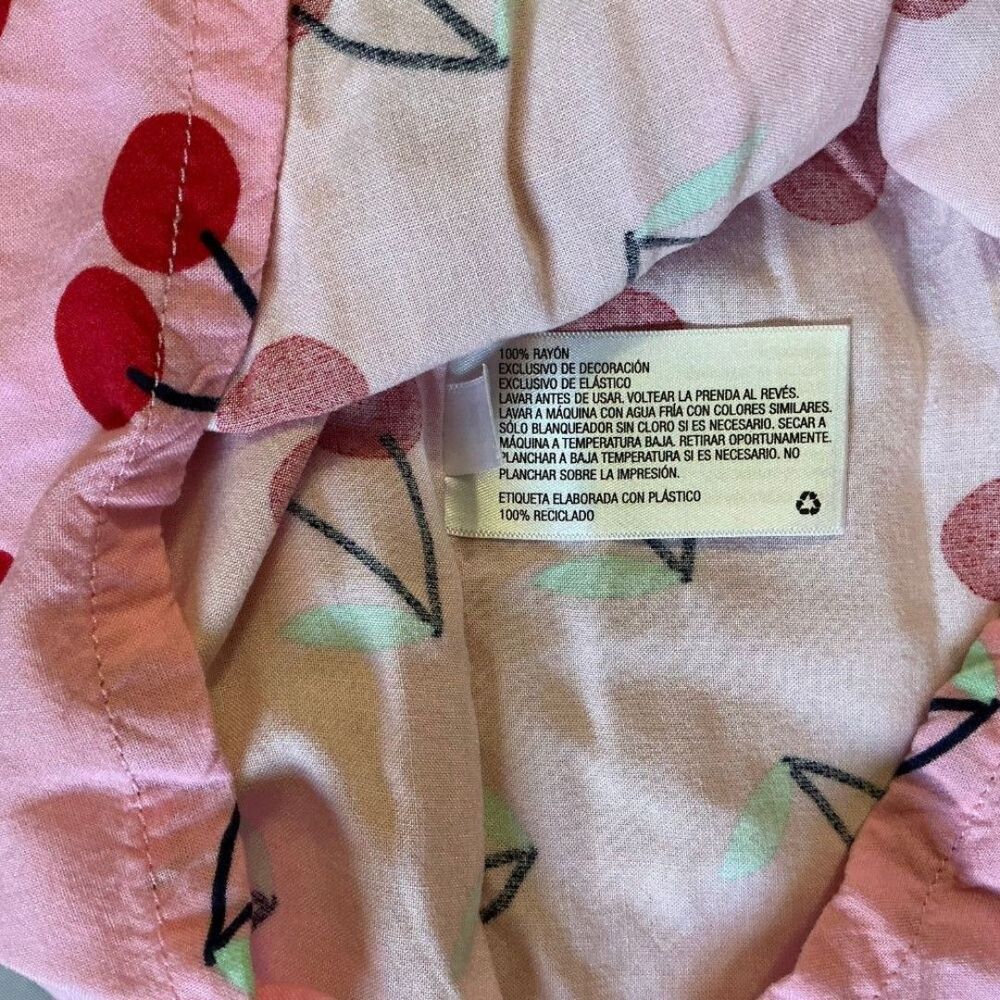 Cat & Jack Girls Swimsuit Cover-up 18M Cherry Print Tassels Pink and Red - Picture 5 of 6